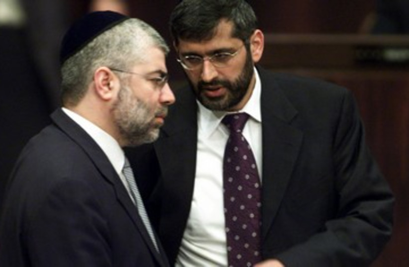 Former Shas Minister Shlomo Benizri 390 (R) (photo credit: Reuters Photographer / Reuters)
