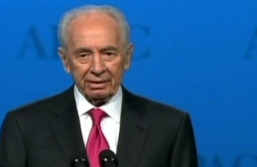 President Shimon Peres at AIPAC Conference 390 (photo credit: Screencap)