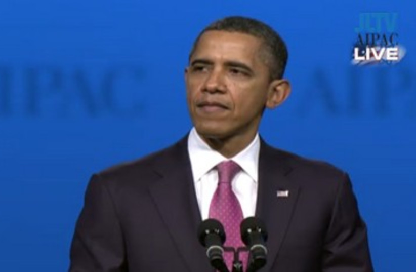 US President Barack Obama at AIPAC Conference 390 (photo credit: Screenshot)