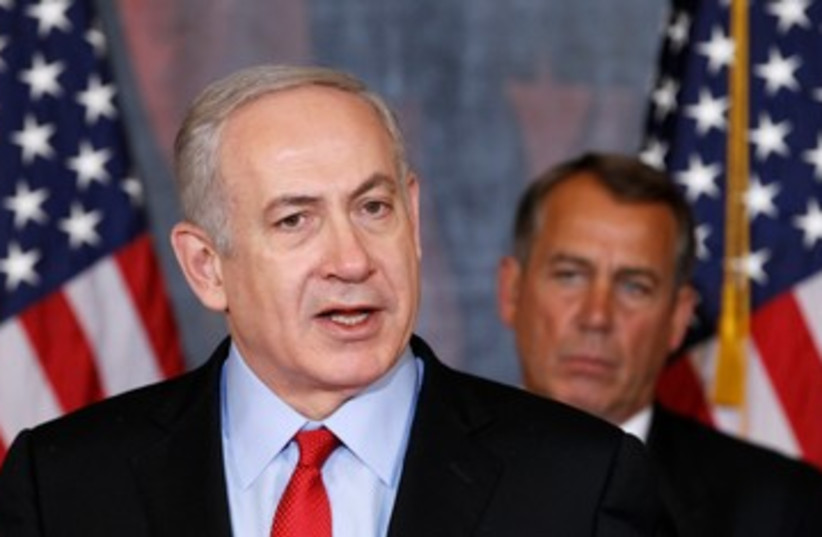  Binyamin Netanyahu w Speaker John Boehner 390 (photo credit: REUTERS/Kevin Lamarque )