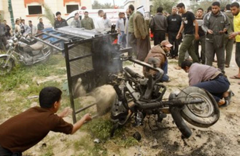 Air strike kills 2 terrorists in Gaza (photo credit: REUTERS/Ibraheem Abu Mustafa)