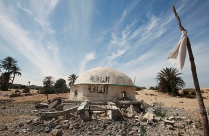 remains of the Sheikh Zewaid shrine in Sinai_370 (photo credit: Reuters)