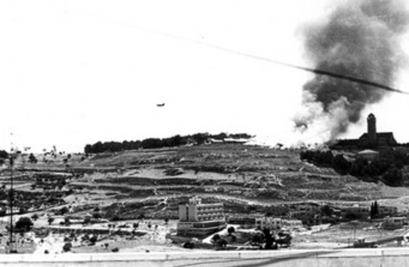 IAF plane near Augusta Victoria Hospital 370 (photo credit: Photos: Jerusalem Post archives)