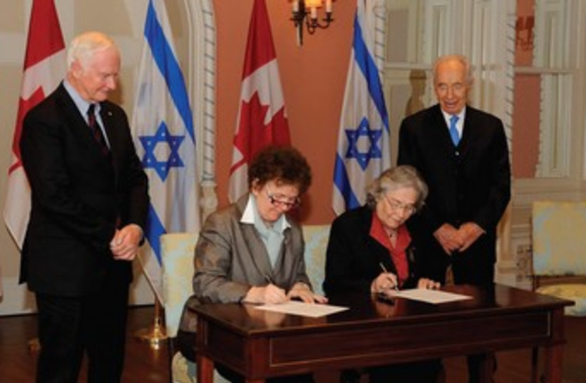 Israel, Canada memorandum of understanding 370 (photo credit: Dany Veillette/Office of the Secretary to Canada’s)