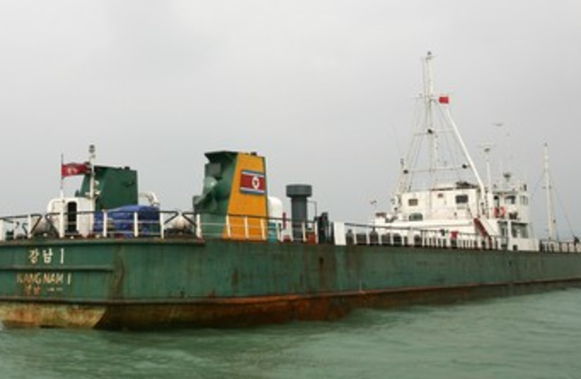 North Korean cargo ship 'Kang Nam I' 370 (R) (photo credit: REUTERS/Paul Yeung)