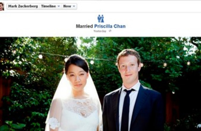 Zuckerberg marries 370 (photo credit: REUTERS)