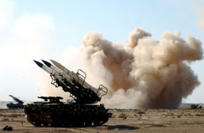 Syrian anti-aircraft missile launchers 370 (photo credit: REUTERS/Sana Sana)