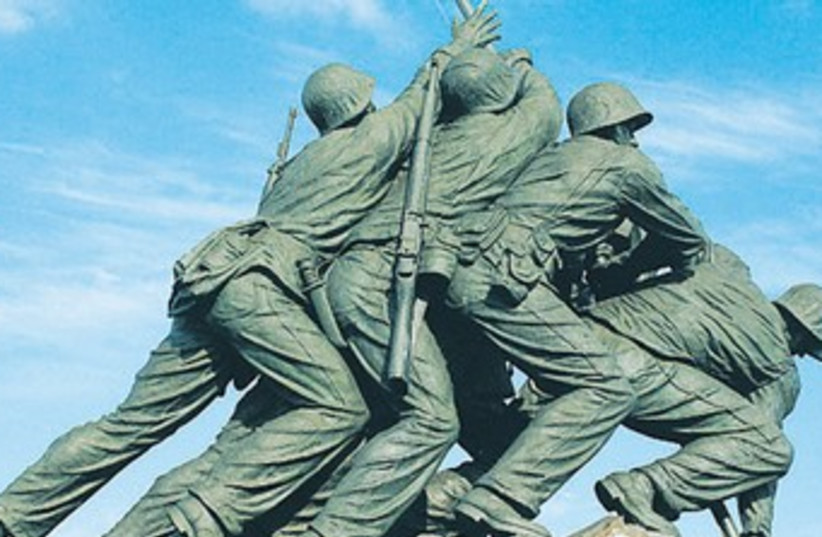 Statue depicting iconic photograph of US soldiers 370 (photo credit: Courtesy US Embassy)