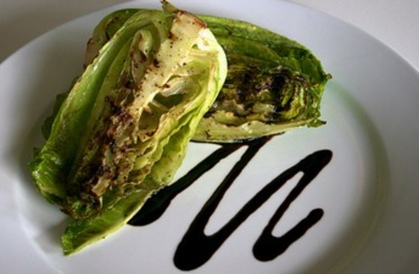 Grilled lettuce and vegetable salad 370 (photo credit: Laura Frankel)