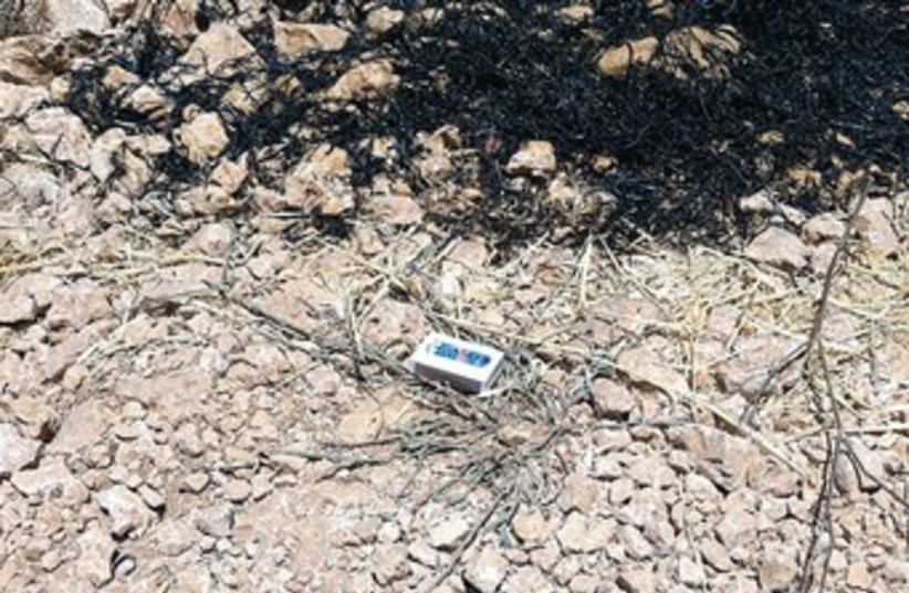 PACKET OF MATCHES at scene of J'lem fire 370 (photo credit: Yossi Shahar/Jerusalem Fire and Rescue)