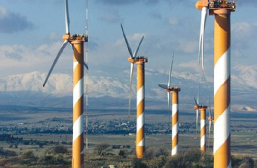 Windmills in the Golan Heights 370 (photo credit: Jim Hollander/Reuters)