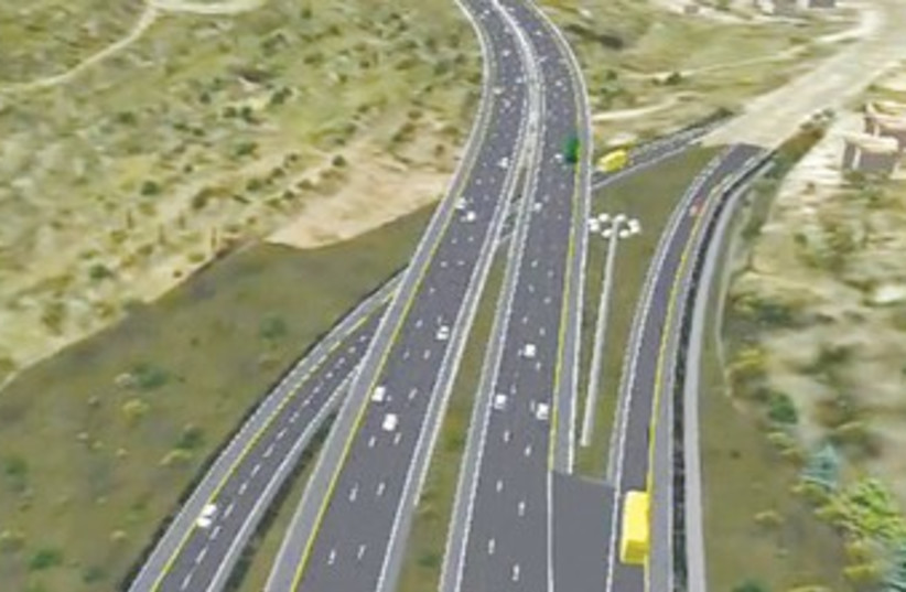UPGRADED Highway 1 shown in artist’s rendering 370 (photo credit: Youtube)