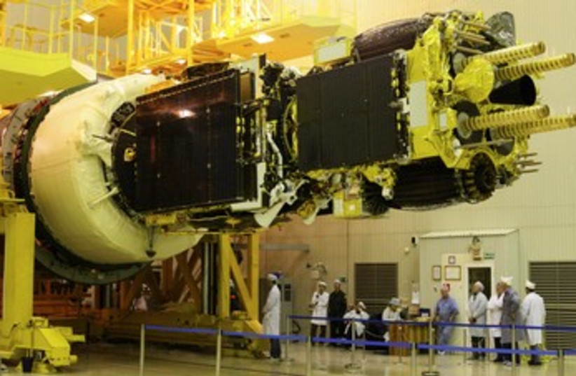 Amos-5 geostationary satellite attached to rocket 370 (photo credit: REUTERS)