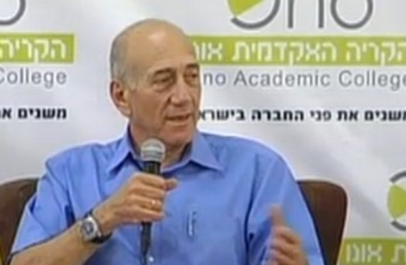 Olmert at Ono Academic College 370 (photo credit: Screenshot)