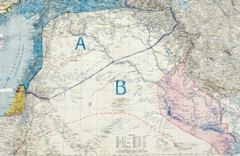 Sykes-Picot Map 521 (photo credit: Courtesy: Royal Geographical Society)