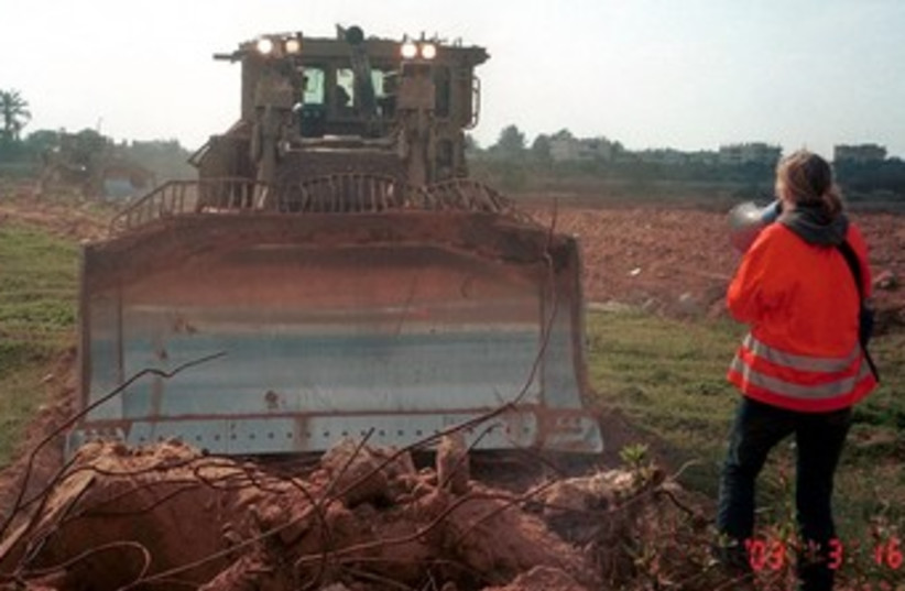 Activist Rachel Corrie before being killed by IDF buldozer 3 (photo credit: reuters)