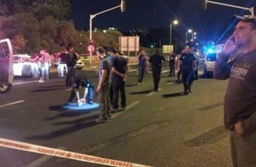 Scene of the Holon shooting 370 (photo credit: Israel Police)