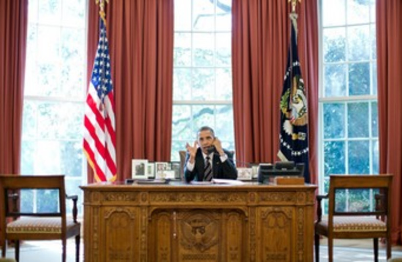 US President Obama speaks with PM Netanyahu 370 (photo credit: White House Photo by Pete Souza)