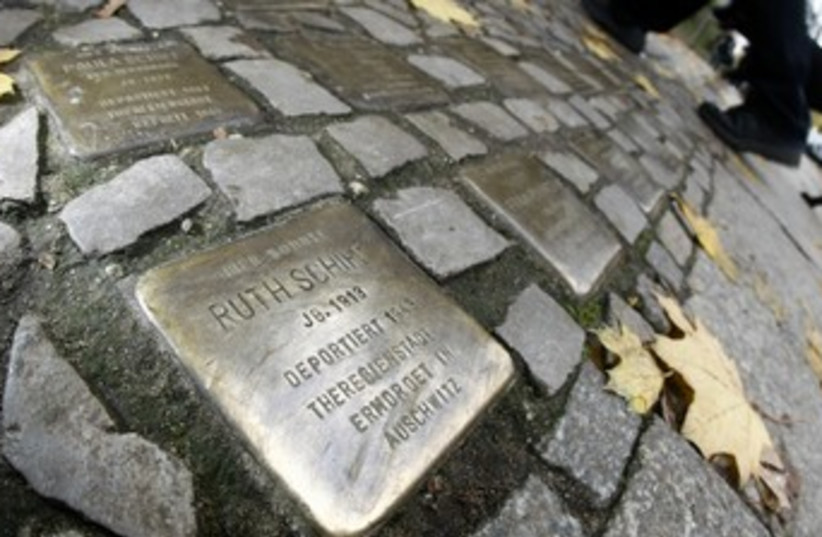 Stumbling block memorials commemorating Nazi victims 370 (photo credit: REUTERS)