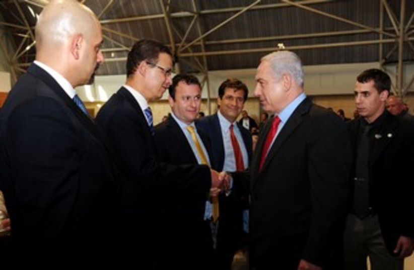 Netanyahu with foreign envoys 370 (photo credit: Koby Gidon/GPO)
