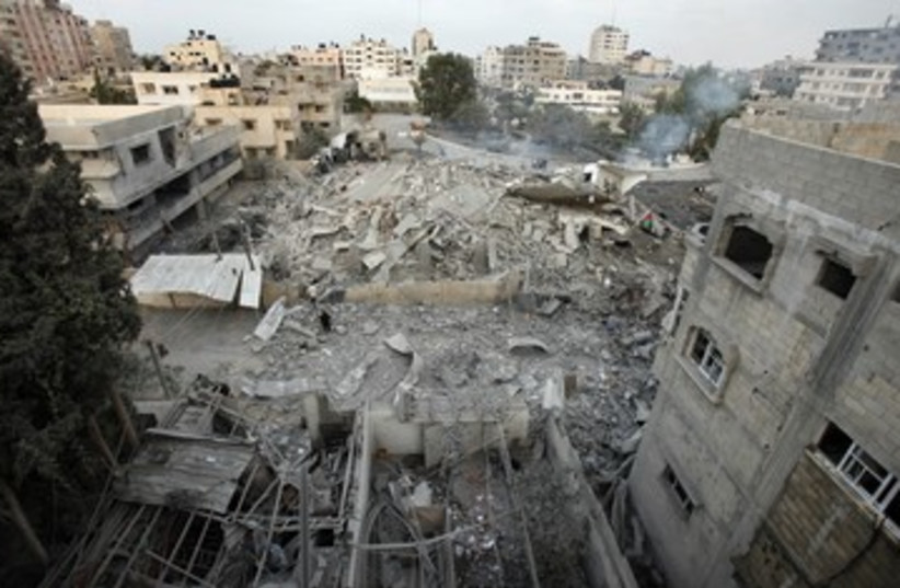 Hamas Headquarters bombed 390 (photo credit: REUTERS/Suhaib Salem)