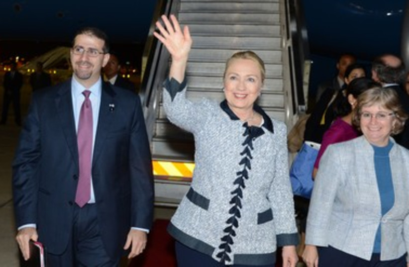 US Secretary of State Clinton arrives in Israel 390 (photo credit: Matty Stern/US Embassy Tel Aviv )