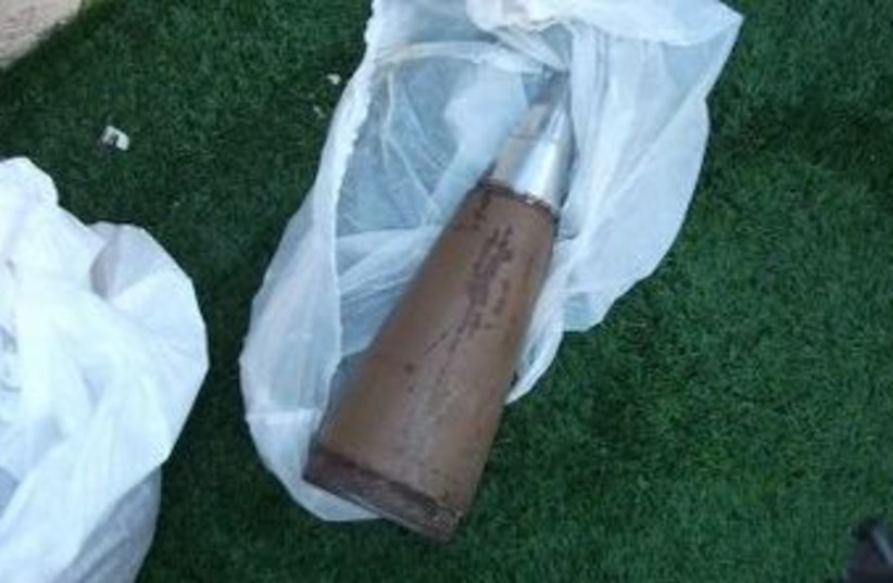 The Grad warhead found by police in an Ashkelon home 370 (photo credit: Courtesy of Israel Police)