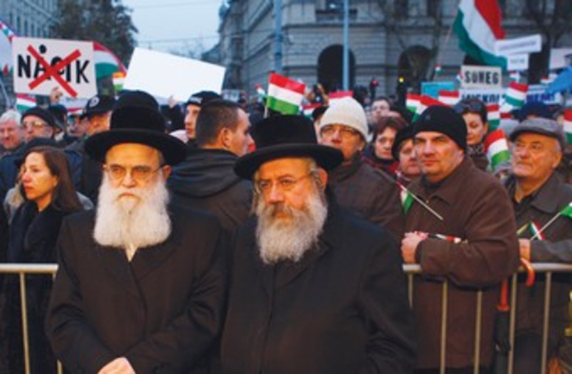 Hungarians protest 370 (photo credit: Bernadett Szabo/Reuters)