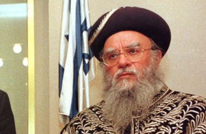 Former chief Sephardic rabbi Eliyahu Bakshi-Doron 370 (R) (photo credit: reuters)