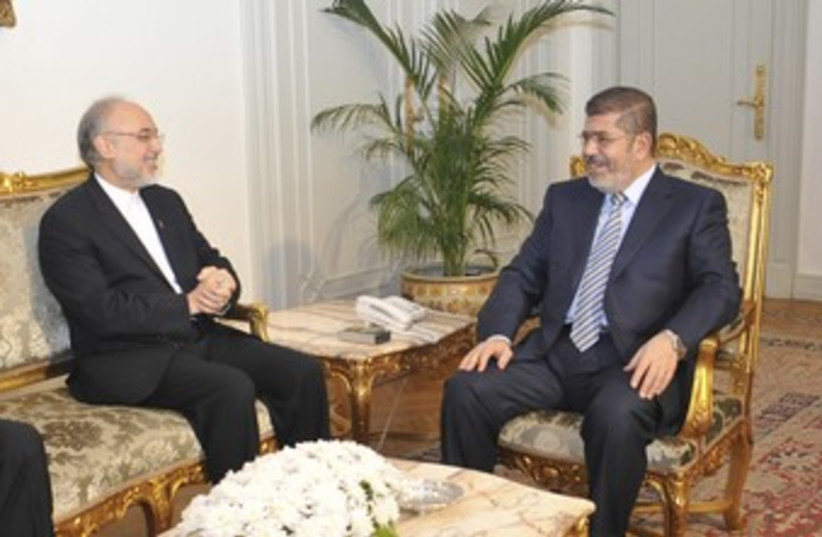 Egyptian President Morsi with Iranian FM Salehi 370 (photo credit: REUTERS / Handout)