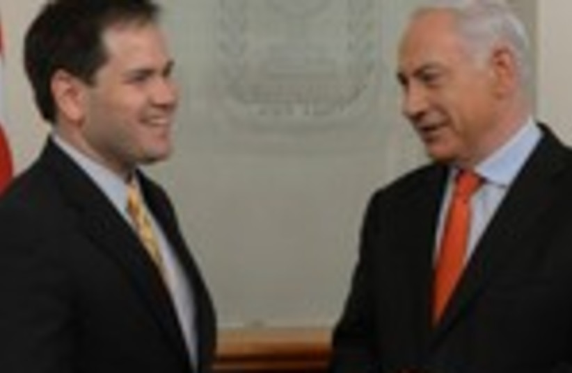 Marco Rubio and Binyamin Netanyahu 150 (photo credit: GPO)