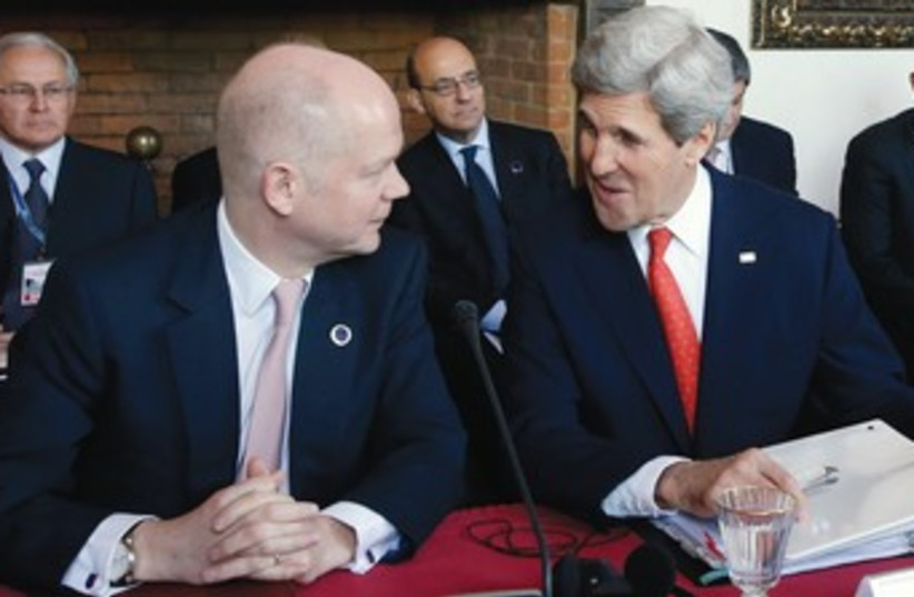 John Kerry and William Hague 370 (photo credit: Remo Casilli/Reuters)
