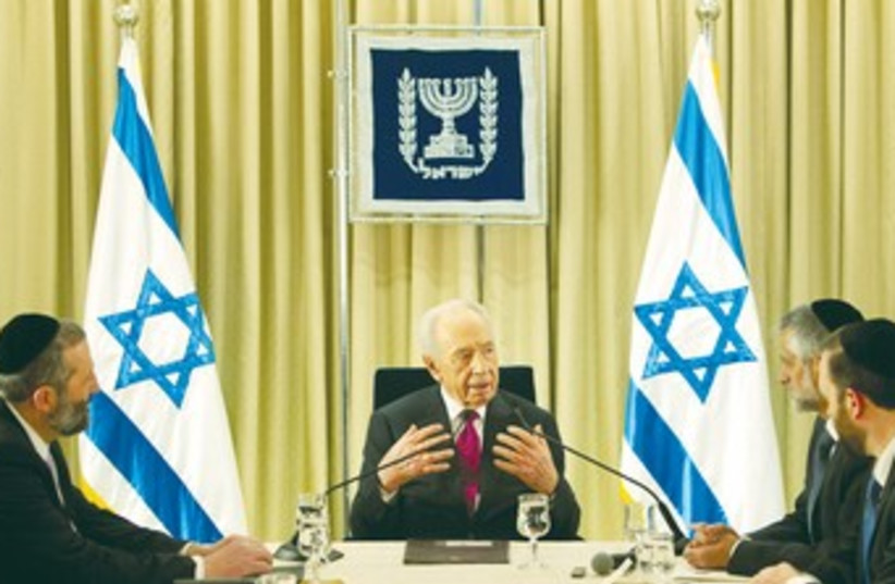 Peres and Shas 370 (photo credit: REUTERS)