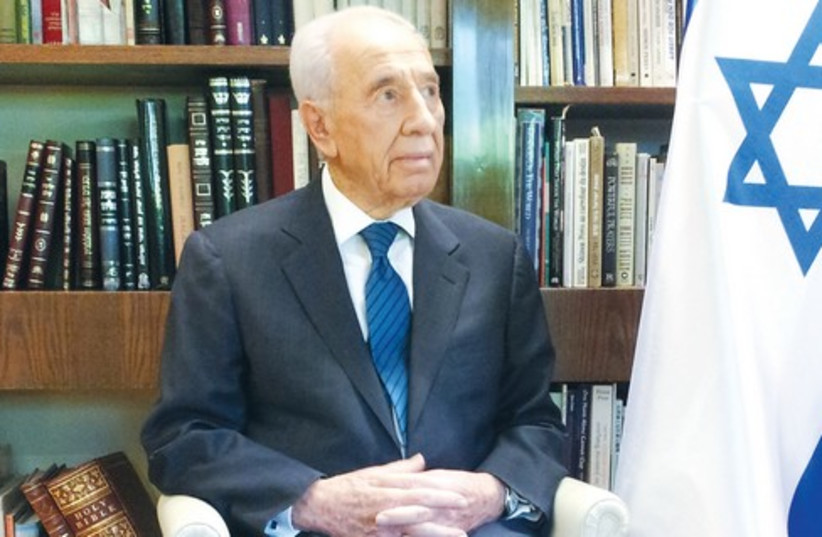 President Shimon Peres in his office 521 (photo credit: Rachel Marder)