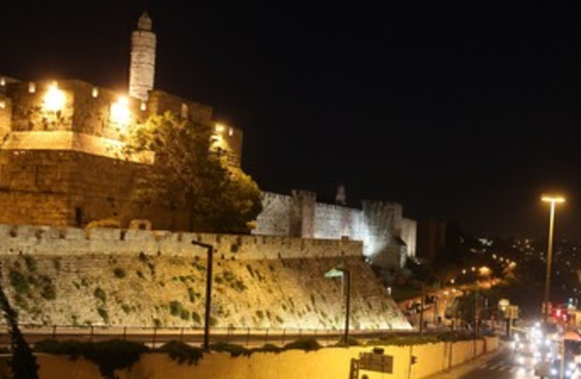 THE LIGHTS surrounding the Old City are turned off 370 (photo credit: Marc Israel Sellem/The Jerusalem Post)