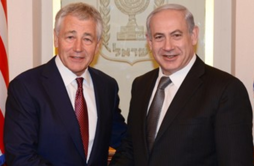 Netanyahu and Hagel 370 (photo credit: Moshe Milner/GPO)
