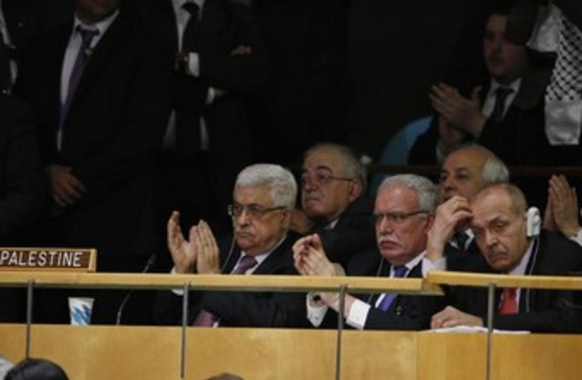 Abbas and Malki at UN meeting 370 (photo credit: REUTERS)
