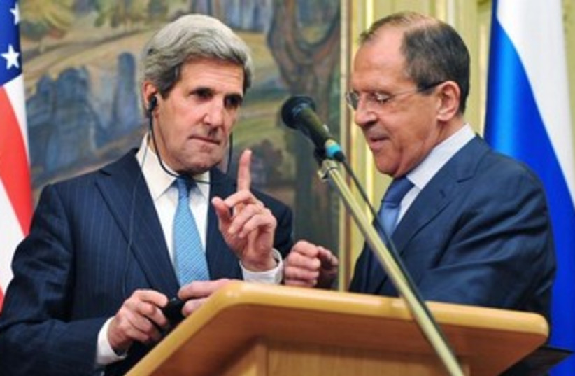 US Secretary of State Kerry and Russian FM Lavrov 370 (photo credit: REUTERS)