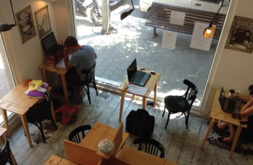 On laptops in cafe 521 (photo credit: NIV ELIS)