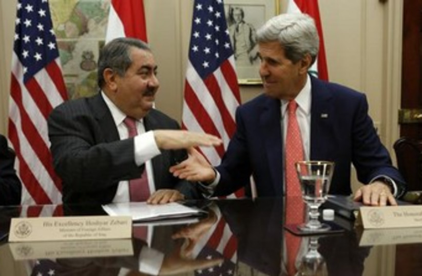 Kerry andIraqi Foreign Minister Hoshyar Zebari 370 (photo credit: REUTERS)