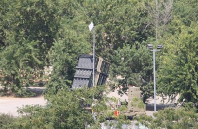 Iron Dome battery deployed in Gush Dan (photo credit: Ben Hartman)