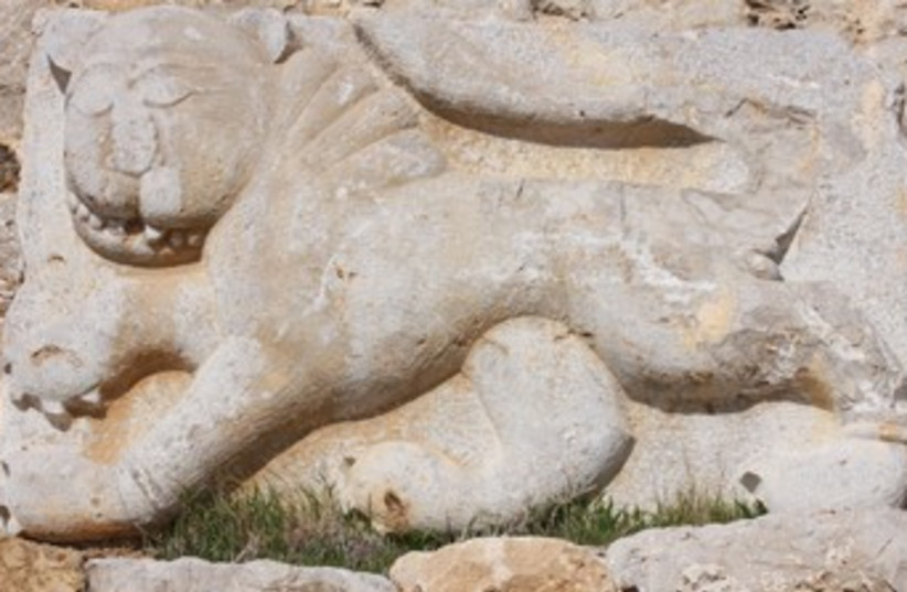 700-year-old stone relief of lion370 (photo credit: Courtesy IPNA)