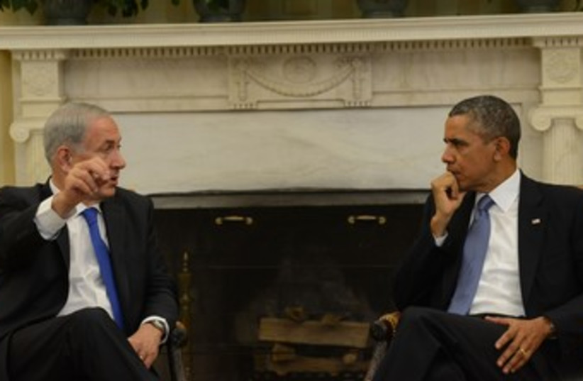 Netanyahu and Obama at Oval Office 370 (photo credit: Koby Gideon/GPO)