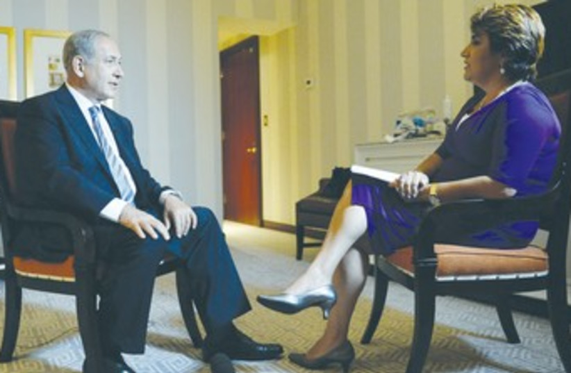 PM Netanyahu speaks with Univision's Adriana Vargas 370 (photo credit: GPO / Kobi Gideon)