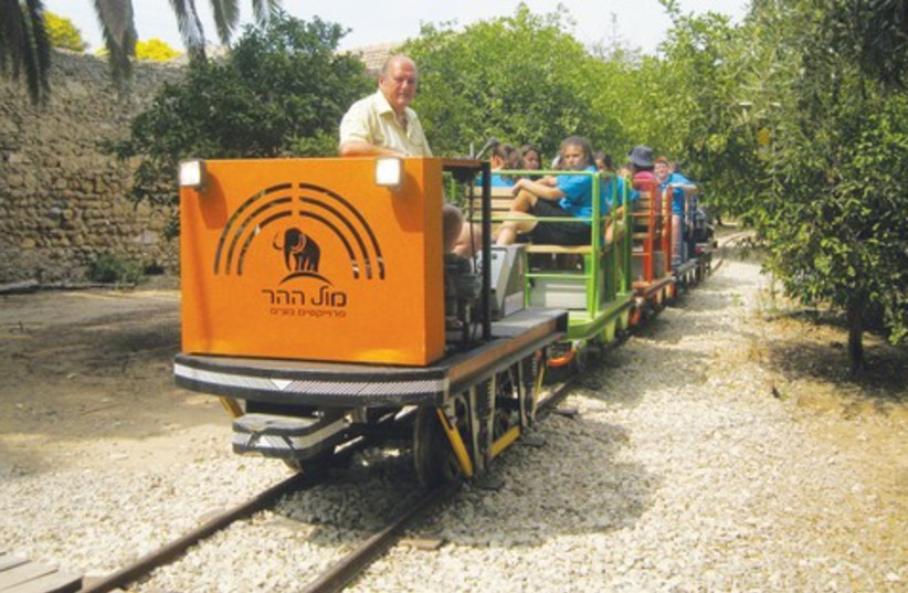 ‘Orange Railway’ giving a ride to a group of schoolchildren (photo credit: Courtesy)
