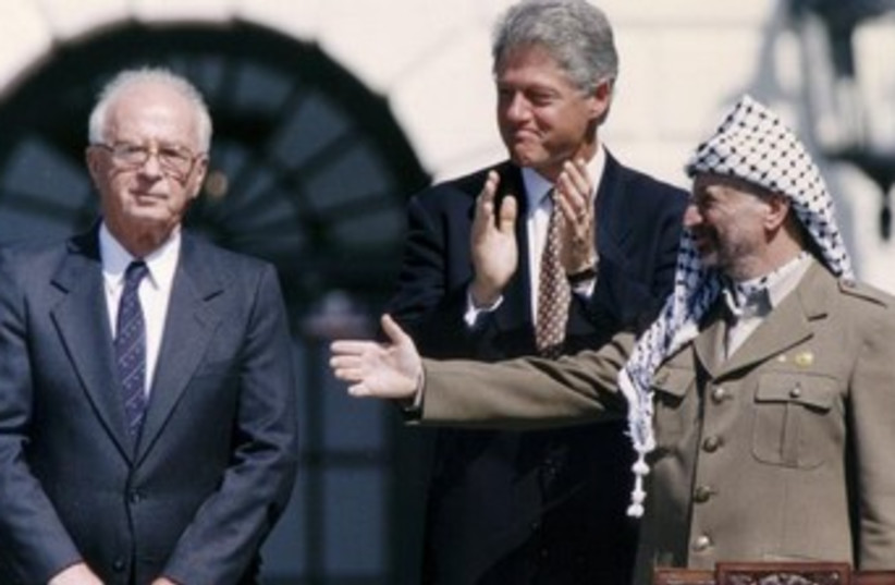 Rabin Arafat Clinton 370 (photo credit: Reuters)