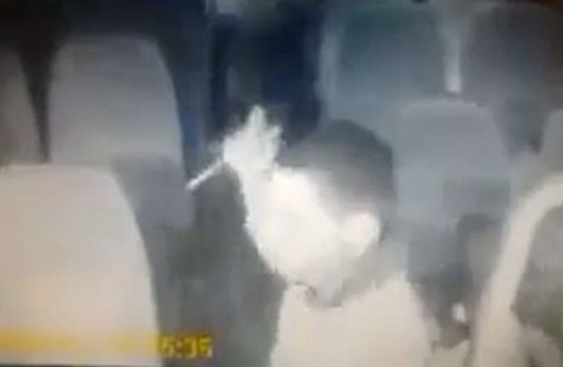 Palestinian attacker on Egged bus 370 (photo credit: Screenshot)