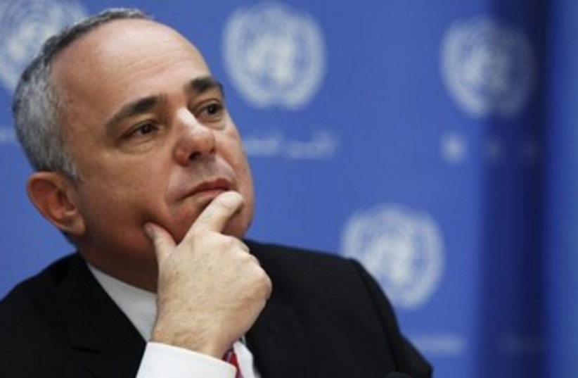 Intelligence Minister Yuval Steinitz at UN 370 (photo credit: REUTERS/Eduardo Munoz)