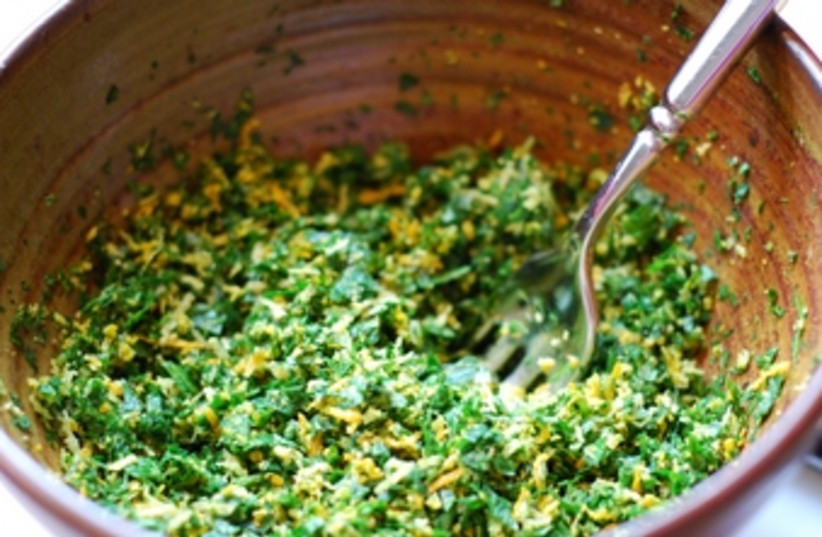 Gremolata brightens each bite of the rich meat and prepares  (photo credit: Laura Frankel)
