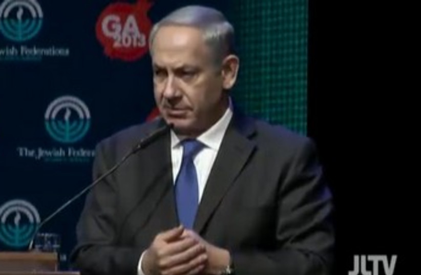 Netanyahu at Jewish Federations GA 370 (photo credit: Screenshot)